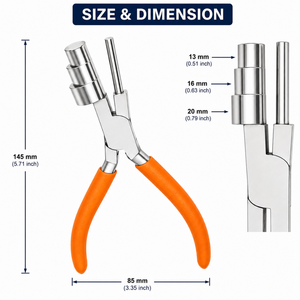 Pince à former des boucles à 3 barils, manche orange, pour fils de 13/16/20 mm, outil de fabrication de bijoux, façonneuse de boucles en acier inoxydable pour artisanat - Product Image 5