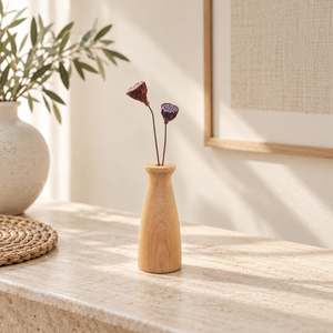 Jarrón de Pared de Madera Estilo Art Deco, Color Marrón Natural, Forma de Cono, Decorativo, Ecológico, Hecho a Mano, FAIZA CRAFT FC-9048, 4-6 Pulgadas, para Bodas - Product Image 1