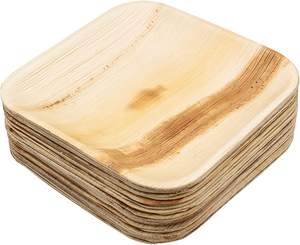 Assiettes jetables en feuilles de palmier Areca bio, sans produits chimiques, pour réceptions de mariage, événements en plein air, texture naturelle, bio - Product Image 1