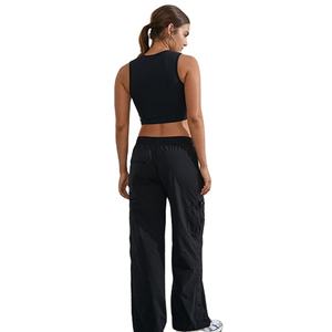 Pantalones Cargo de Moda para Mujer, Venta Caliente, Precio de Fábrica al por Mayor, Multibolsillos, Holgados, Talla Grande, de Algodón Ligero - Product Image 3