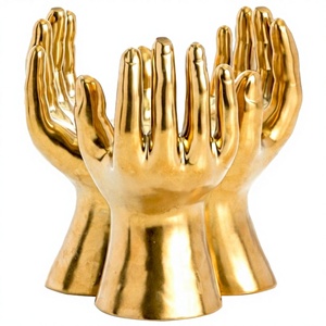 Modern Design Glossy <b>Gold</b> Aluminum Handmade Eco-Friendly Hand Shape Sculpture For <b>Living</b> <b>Room</b> & office <b>Decor</b> - Product Image 1