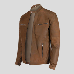 Veste en cuir véritable pour homme, design color block, logo frontal personnalisé, cuir de vachette de haute qualité, vente en gros - Product Image 2