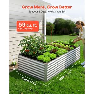 Fioriera Rettangolare Rialzata in Metallo Zincato 8x4x2 piedi, Kit Vaso da Giardino Senza Fondo per Esterni - Product Image 2