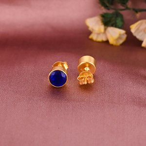Minimalist Gold Plated Bezel Setting Ink Blue Hydro 925 <b>Sterling</b> <b>Silver</b> <b>Stud</b> Earrings for Women - Product Image 3