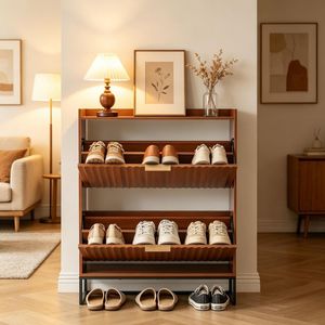 Mobiletto Minimalista per Scarpe con Ripiani Regolabili, Organizzatore Salvaspazio in MDF per Ingresso e Soggiorno - Product Image 1