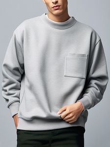 Sweat-shirt surdimensionné en molleton épais à col rond, imprimé camouflage intégral motif écorce d'arbre, style streetwear, personnalisable, marque privée - Product Image 3