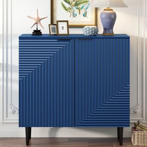 Gabinete de sala de estar minimalista moderno Mirod, estantes ajustables, diseño de puerta geométrica elegante, amplio espacio de almacenamiento para decoración del hogar - Product Image 2