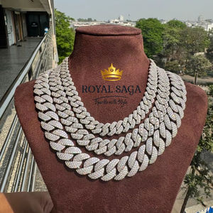 ผู้ผลิตสร้อยคิวบันเงินแท้ 925 ขนาด 12 มม./15 มม./18 มม. ประดับเพชรโมอิสซาไนต์ VVS เพชรเลี้ยงในห้องแล็บ สร้อยคิวบันแบบไมอามี่สำหรับผู้ชาย - Product Image 1