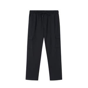 Pantalones Jogger Cargo Negros para Hombre, Mezcla de Algodón, Cintura Elástica con Cordón, Pantalones de Estilo Urbano, Proveedor Mayorista OEM - Product Image 1