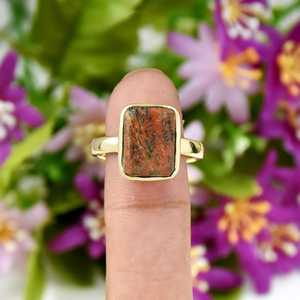 Natural Radiant Unakite Jasper <b>Ring</b> 18k Vermeil Gold Plated Sterling Silver <b>Ring</b> Boho <b>Statement</b> Fine <b>Ring</b> Jewelry <b>For</b> <b>Women</b> - Product Image 1