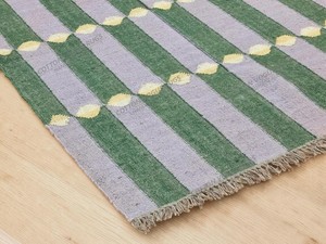 Alfombra Kilim Hecha a Mano con Patrón Geométrico, Tejido Plano de Lana y Acrílico, Rectangular, para Sala de Estar, con Base de Yute - Product Image 2