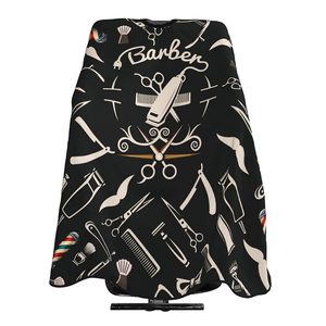 Capa de Peluquería Negra con Estampado de Herramientas de Barbería, Antiadherente, Profesional, para Salón de Belleza, Corte de Cabello y Coloración - Product Image 6