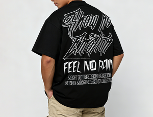 Camiseta de Algodón Oversize para Hombre, Cuello Redondo, Manga Corta, Estampado Personalizado, Estilo Casual Urbano, Pedido al por Mayor - Product Image 4