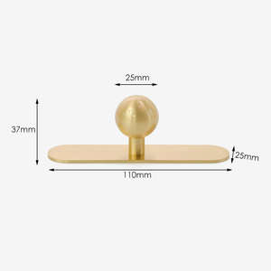 Pomo de latón macizo con placa posterior larga, acabado en oro cepillado, para cajones de cocina, armarios y muebles. - Product Image 2