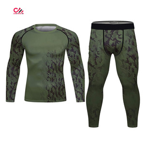Conjunto de 2 Piezas de Ropa Deportiva de Compresión para Hombre, Camuflaje, Secado Rápido, Estampado a Color, Camiseta de Manga Larga y Pantalones - Product Image 1