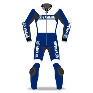 ชุดแข่งรถมอเตอร์ไซค์ Ramaha MotoCP สีน้ำเงินขาว 1 ชิ้น ทำจากหนังวัว/หนังจิงโจ้ สำหรับขับขี่มอเตอร์ไซค์/จั๊มสูทมอเตอร์ไซค์/ชุดสำหรับนักขี่มอเตอร์ไซค์ระดับมืออาชีพ - Product Image 1