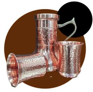 Traditional Copper Dining <b>Water</b> Set Jug and <b>Glass</b> Drinkware for Table Serving Hospitality and Kitchen Use - Product Image 6
