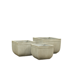Wholesale Luxury Square Striped <b>Planter</b> Matte Texture Fiber Concrete <b>Planter</b> for Living Room or Workspace Greenery - Product Image 1