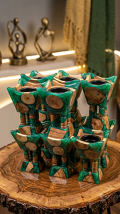 Juego de Porta Incienso Ecológico de Resina Verde y Madera de Pino, Soporte Decorativo para Difusor de Aromaterapia para el Hogar y Spa, Salvia Blanca, Bakhoor - Product Image 2
