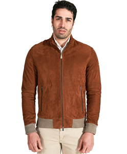 Veste bomber en cuir véritable pour homme, veste de motard décontractée à la mode, couleur verte - Product Image 5