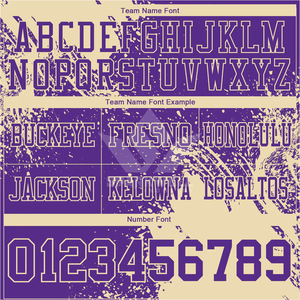 Maillot de football américain personnalisé violet et or, col en V, manches courtes, impression par sublimation, anti-humidité, vêtements d'équipe pour hommes adultes - Product Image 6