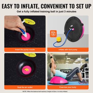 Palla da Yoga/Allenamento da 23 Pollici in ABS e PVC con Capacità di 660 libbre, con Bande di Resistenza, Mezza Palla per Esercizi - Product Image 5