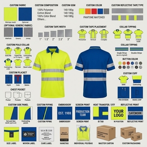 Polo de travail haute visibilité réfléchissant, vente en gros, OEM, tissu en coton, coupe-vent, résistant à l'eau, respirant, uniforme - Product Image 6