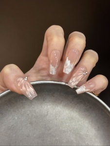 2026 En gros <span class=keywords><strong>Faux</strong></span> ongles à presser de luxe faits main personnalisés Marque privée Longs forme cercueil Nude <span class=keywords><strong>Marbre</strong></span> Paillettes Gel avec boîte - Product Image 3