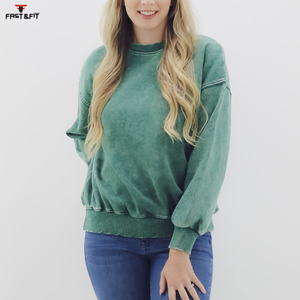 Achetez en gros un sweat-shirt à col rond surdimensionné pour femmes, 100% coton, avec logo personnalisé sur le devant - Product Image 3