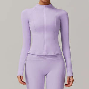 <b>Workout</b> <b>Jacket</b> Lightweight Zip Up Long Sleeve Stand Neck Yoga <b>Jacket</b> Cropped Athletic Slim Fit Tops - Product Image 4