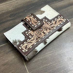 Wholesale 2025 New Women Hand Tooled Cowhide Leather Clutch Multifunction Genuine Leather Wallet Credit Card Mobile Phone Purses - Product Image 4