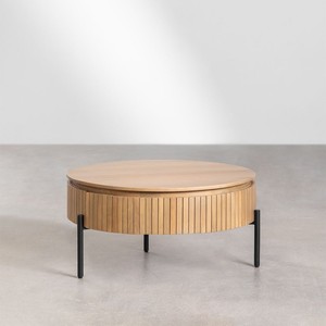 Mesa de centro redonda Vandana Grand Cresta Ø90 cm en madera de mango Analis - Product Image 3