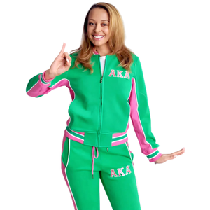 Chaqueta Deportiva AKA Green Air Tech Fleece, Chaqueta Deportiva con Cierre Completo en Verde y Rosa, Ropa Deportiva para Mujer - Product Image 4