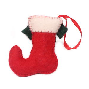 Ornement de Noël en feutre fait main avec houx et baies, rouge et blanc, style classique, décoration intérieure |   Fournisseur OEM en gros - Product Image 2