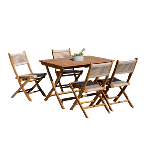 Chaises pliantes en rotin et teck massif, tressage en corde, écologiques, pour événements et repas en extérieur - Product Image 2