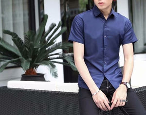 เสื้อเชิ้ตเดรสแขนยาวผ้าซาตินคอตตอน 100% สำหรับผู้ชาย สไตล์ลำลองธุรกิจ ระบายอากาศได้ดี เป็นมิตรกับสิ่งแวดล้อม สีขาว น้ำเงิน ดำ - Product Image 5