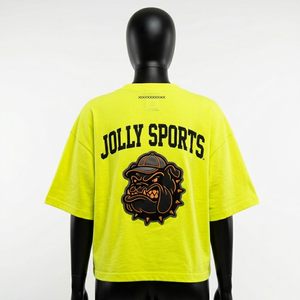 Premium 220 GSM Cotton Jersey Oversize Women T Shirt <b>Neon</b> Yellow Streetwear Graphic Print Rubber Patch Logo Dry T-Shirt - Product Image 4