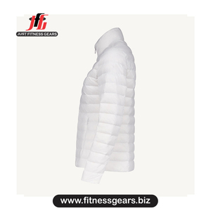 Veste matelassée blanche pour femme, manches longues, col montant, fermeture éclair, vêtement d'hiver - Product Image 3