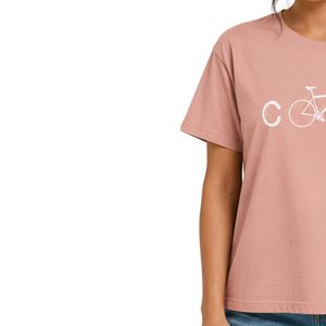 เสื้อยืดโอเวอร์ไซส์พิมพ์ลายกราฟิกจักรยานสีชมพูหม่นสำหรับผู้หญิง คอกลม แขนสั้น แฟชั่นฤดูร้อน ผ้าคอตตอนผสม สวมใส่สบาย - Product Image 3