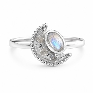 Bague en argent sterling 925 avec pierre ovale en labradorite naturelle, bijou de créateur, vente en gros - Product Image 1