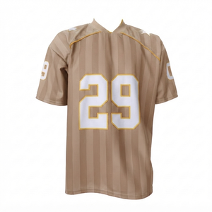 Custom Player Name Gold Football Jersey Vintage Style Number Sports <b>T</b>-<b>Shirt</b> Wholesale Men's American Football Apparel V-Neck - Product Image 1