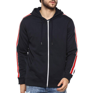 Sudadera con capucha de forro polar de punto con cremallera completa para hombre, estilo vintage, con logotipo personalizado, fabricante OEM, poliéster, venta al por mayor - Product Image 3