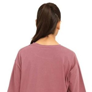 Camiseta Oversize de Manga Corta Rosa Polvoriento para Mujer, Corte Holgado, Cuello Redondo, Estilo Casual Largo, Básico, Streetwear, Ropa Diaria - Product Image 4