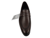 Mocassins en cuir véritable marron tabac à bout fermé, semelle extérieure en caoutchouc amortie, couleur unie, toutes saisons, décorés de métal, avec attache en PVC/PP