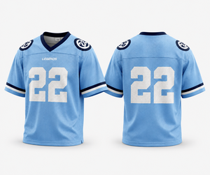 เสื้อฟุตบอล Legends สีฟ้าอ่อน แบบตาข่าย หมายเลข 22 คอวี แขนสั้น ระบายอากาศได้ดี ชุดยูนิฟอร์มผู้ชาย พิมพ์ลายแบบ Sublimated - Product Image 1