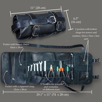 Sac organisateur de rouleaux d'outils en cuir Pochette de rangement pliante en gros Mécanicien personnalisé Réparation cuir Kit Holder heavy duty OEM