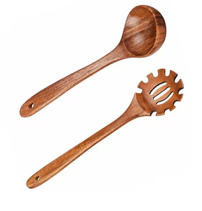 Ensemble de cuillères à pâtes en bois avec manche long et écumoire à trous, à prix abordable - Product Image 1