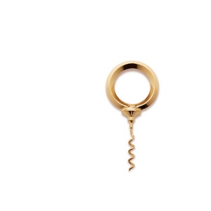 Sacacorchos de latón macizo con mango de anillo dorado, abridor de botellas de vino manual profesional, suministros al por mayor de artículos de bar con logotipo personalizado - Product Image 1