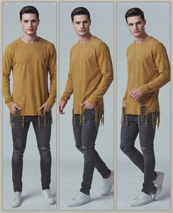 T-shirt Homme Vintage Délavé à Manches Longues, Coupe Oversize en Coton Épais, Col Rond, Style Streetwear, T-shirt Ample Délavé à l'Acide pour Homme - Product Image 6