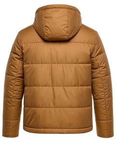Men's Hooded Puffer <b>Jacket</b> Winter Thick Polyester Windproof Waterproof Casual Solid Color <b>Zipper</b> Closure Front <b>Pockets</b> - Product Image 2